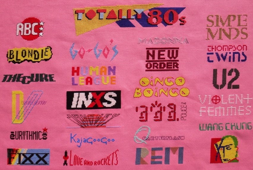 Totally 80s - The A-Z of 80s Rock Sampler cross stitch pattern