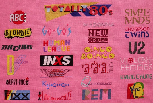 Totally 80s - The A-Z of 80s Rock Sampler cross stitch pattern
