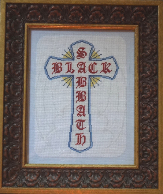 Glow In the Dark Black Sabbath cross stitch pattern