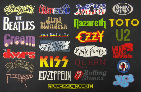 A is for Aerosmith - The A-Z of Classic Rock Sampler cross stitch pattern