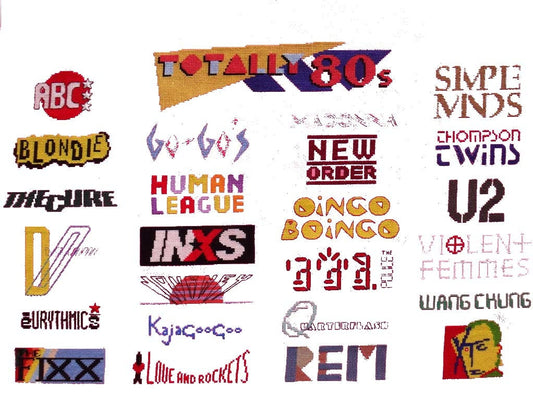 Totally 80s - The A-Z of 80s Rock Sampler cross stitch pattern