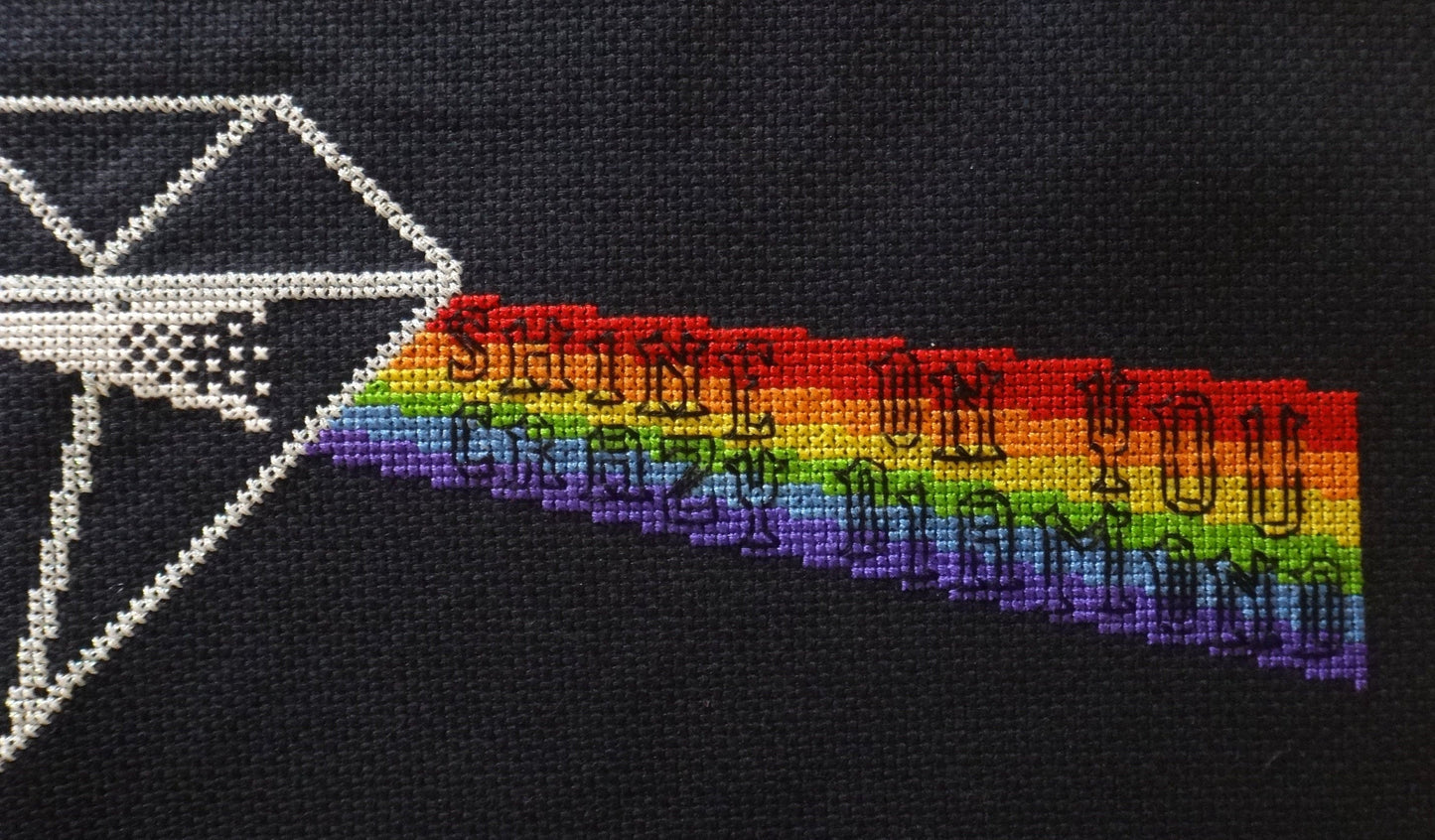 Shine On You Crazy Diamond glow-in-the-dark cross stitch pattern